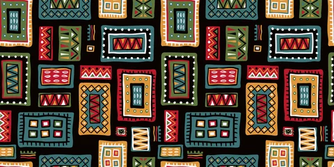 Poster Im Rahmen Hand drawn abstract seamless pattern, ethnic background, african style - great for textiles, banners, wallpapers, wrapping - vector design © TALVA