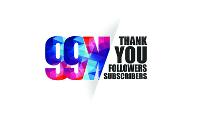 99K, 99.000 followers, subscribers design for internet, social media, anniversary and celebration achievement-vector