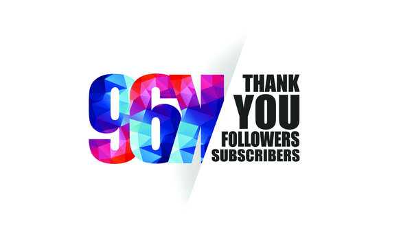 96K, 96.000 followers, subscribers design for internet, social media, anniversary and celebration achievement-vector