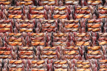 interlacing threads in jacquard fabric close-up