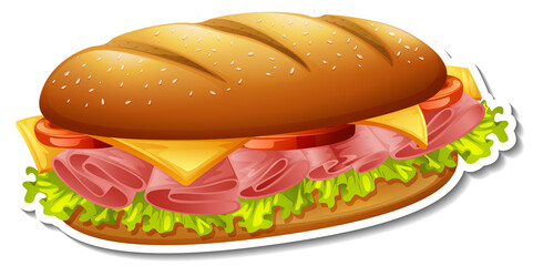 Sandwich ham and cheese on white background