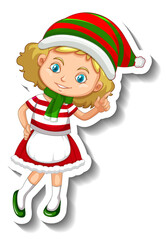 A girl in Christmas costumes
