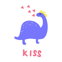 cute dinosaur love you illustration vector postcard