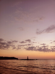 Lighthouse with sunset in Phang Nga province, Thailand.