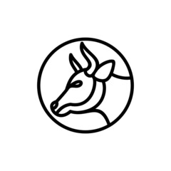 Bull with Line art style In background White ,vector logo design editable