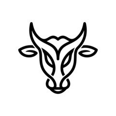 Bull with Line art style In background White ,vector logo design editable