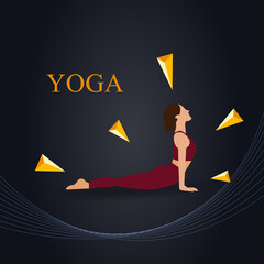 Vector illustration with beautiful girl in yoga pose - vector illustration