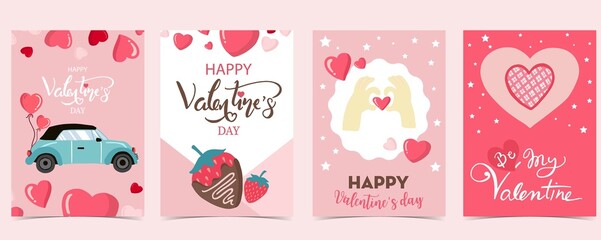 Collection of valentine’s day background set with heart.Editable vector illustration for website, invitation,postcard and sticker