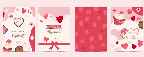 Fototapeta na wymiar Collection of valentine’s day background set with heart.Editable vector illustration for website, invitation,postcard and sticker