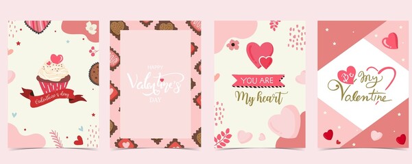 Fototapeta na wymiar Collection of valentine’s day background set with heart.Editable vector illustration for website, invitation,postcard and sticker