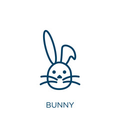 bunny icon. Thin linear bunny, easter, cute outline icon isolated on white background. Line vector bunny sign, symbol for web and mobile