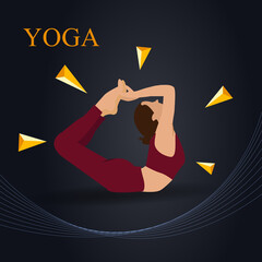 Vector illustration with beautiful girl in yoga pose - vector illustration