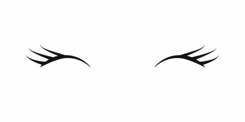 Obraz premium Charming closed eyes with long curled eyelashes. Vector illustration.