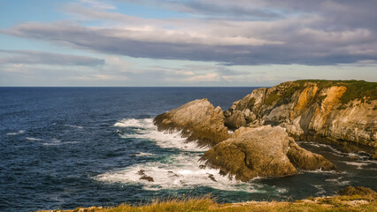 Fototapeta na wymiar Sea view with cliffs landscape on north Spain. Atlantic Ocean coast.