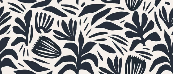 Tuinposter Hand getekende minimale abstracte organische vormen patroon. Moderne collageprint. Modieuze sjabloon voor ontwerp. © Irina
