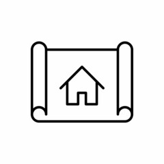 blueprint house line icon vector