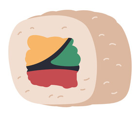 Uramaki sushi vector cartoon illustration isolated on a white background.
