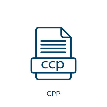 cpp icon. Thin linear cpp, csv, wpd outline icon isolated on white background. Line vector cpp sign, symbol for web and mobile
