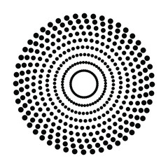 Dotted circular logo. circular concentric dots isolated on the white background. Halftone fabric design.Halftone circle dots texture. Vector design element for various purposes.