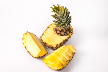 Sliced pineapple on a plate. tropical berry