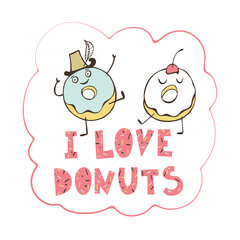 Cute greeting card with donuts.