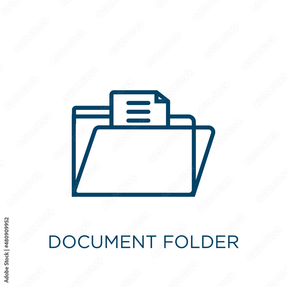 Poster document folder icon. thin linear document folder, document, folder outline icon isolated on white b