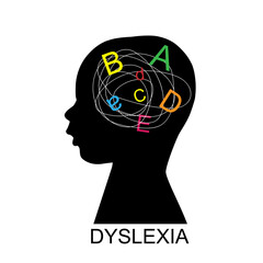 Silhouette of a child with dyslexia vector - 480910989