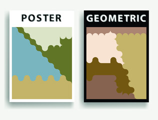 Aesthetic geometric posters .Modern art .Abstract minimal composition . Contemporary vector design 