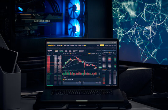 Milan, Italy - January 11, 2022: binance coin - BNB website's hp seen on a laptop screen. binance coin, BNB coin logo visible. Cryptocurrency, defi, nft concepts illustrative editorial.