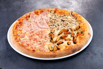 fresh pizza on the white plate