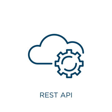 rest api icon. Thin linear rest api, software, api outline icon isolated on white background. Line vector rest api sign, symbol for web and mobile