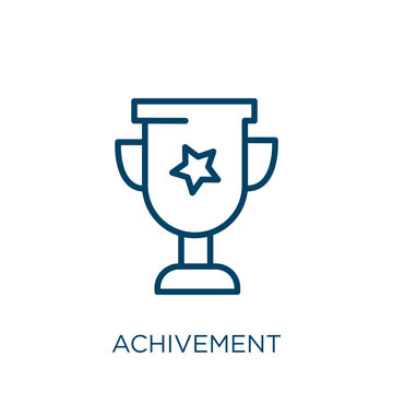achivement icon. Thin linear achivement, success, champion outline icon isolated on white background. Line vector achivement sign, symbol for web and mobile