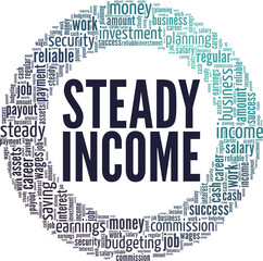 Steady Income conceptual vector illustration word cloud isolated on white background.