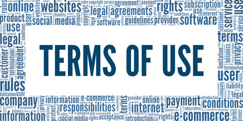 Terms of Use conceptual vector illustration word cloud isolated on white background.