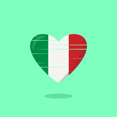 Italy flag shaped love illustration