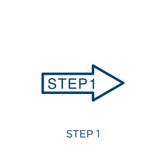 Fototapeta premium step 1 icon. Thin linear step 1, number, template outline icon isolated on white background. Line vector step 1 sign, symbol for web and mobile