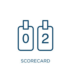 scorecard icon. Thin linear scorecard, business, performance outline icon isolated on white background. Line vector scorecard sign, symbol for web and mobile