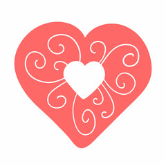 Hand drawn heart isolated on white background. Decorative doodle sketch illustration. Abstract vector element.