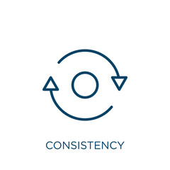 consistency icon. Thin linear consistency, network, technology outline icon isolated on white background. Line vector consistency sign, symbol for web and mobile
