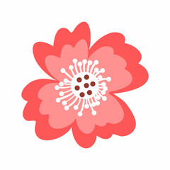 Hand drawn flower isolated on white background. Decorative doodle sketch illustration. Vector floral element.