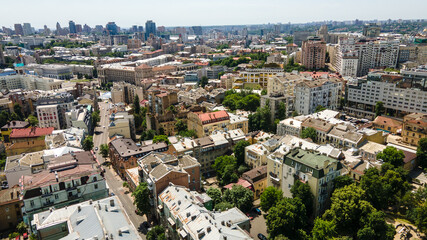 Obraz premium Kiev the capital of Ukraine from a bird's eye view shooting with a drone summer