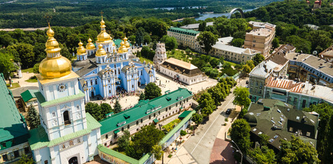 Mikhailovsky Golden-Domed Monastery - an active monastery in Kiev from a height