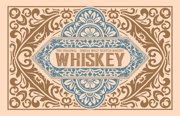 Whiskey label with old frames