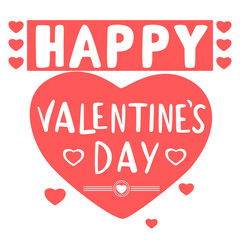 Fototapeta premium Hand drawn lettering Happy Valentines Day with hearts. Handwritten calligraphy text. Vector doodle sketch illustration isolated on white background.