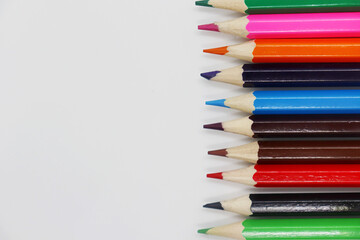 Set of colored pencils isolated on white background
