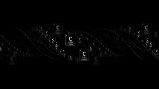 CARBON Molecule Symbol, Chemistry Periodic Table, Animation, Background, Rendering, Loop
