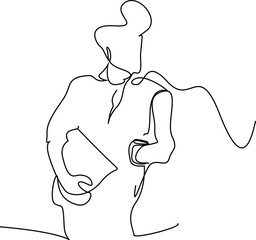 businessman holding coffee and business files walking concept drawing