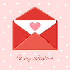 Fototapeta na wymiar Greeting card with an envelope. Love message. Love letter for Valentine's Day for poster, print, holiday card.