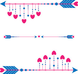 Arrows with hearts Valentine's Day elements for posters and postcards