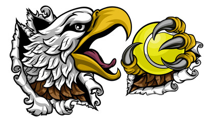 Bald Eagle Hawk Ripping Tennis Ball Mascot